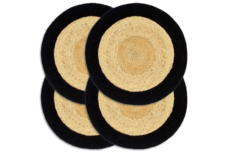 Bordstabletter 4 st naturlig och svart 38 cm jute och bomull - Natur/Svart - Textil & mattor - Kökstextilier