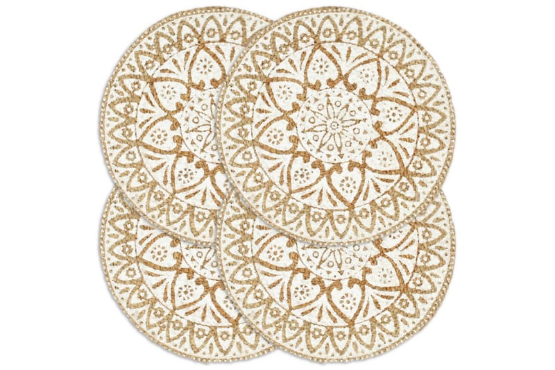 Bordstabletter 4 st vit 38 cm rund jute - Vit - Textil & mattor - Kökstextilier