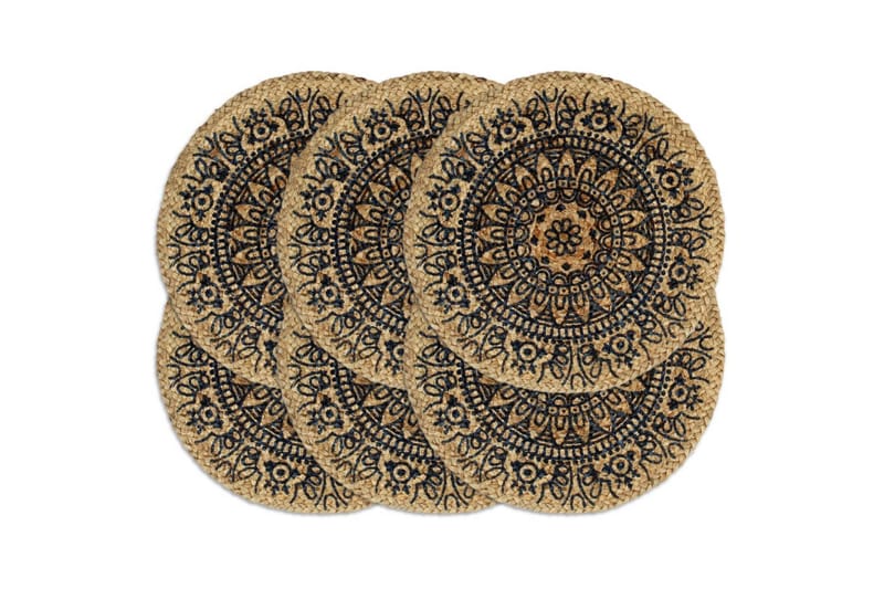 Bordstabletter 6 st mörkblå 38 cm rund jute - Mörkblå - Textil & mattor - Kökstextilier