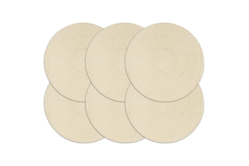Bordstabletter 6 st naturlig 38 cm rund bomull - Natur/Brun - Textil & mattor - Kökstextilier