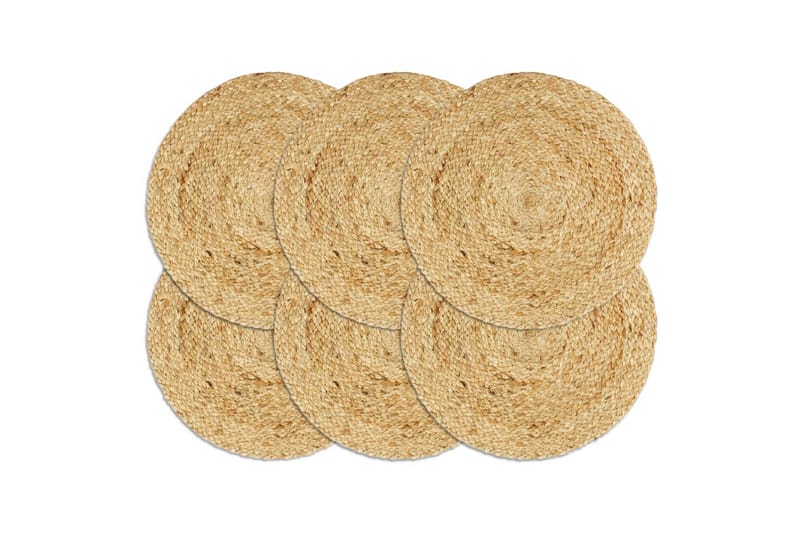 Bordstabletter 6 st naturlig 38 cm rund jute - Brun - Textil & mattor - Kökstextilier