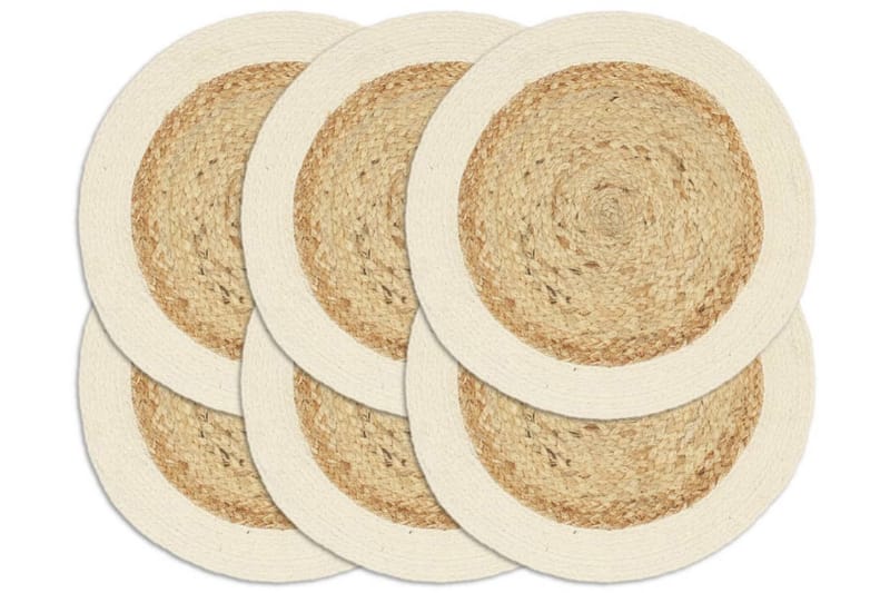 Bordstabletter 6 st naturlig 38 cm rund jute och bomull - Natur/Brun - Textil & mattor - Kökstextilier