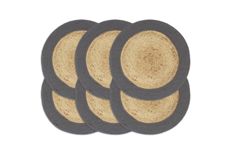 Bordstabletter 6 st naturlig och antracit 38 cm jute och bom - Natur/Antracit - Textil & mattor - Kökstextilier