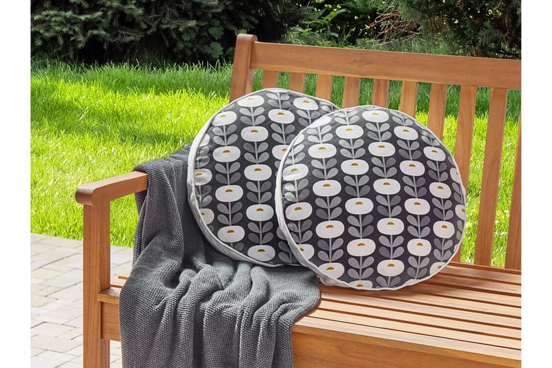 Corsano Utomhuskudde 40 cm Rund 2 st - Grå/Vit - Textil & mattor - Filtar, kuddar & plädar - Utekudde