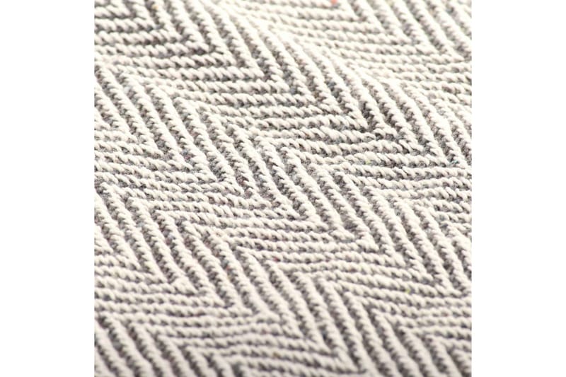 Filt bomull fiskbensmönster 125x150 cm grå - Grå - Textil & mattor - Filtar, kuddar & plädar - Filtar & plädar