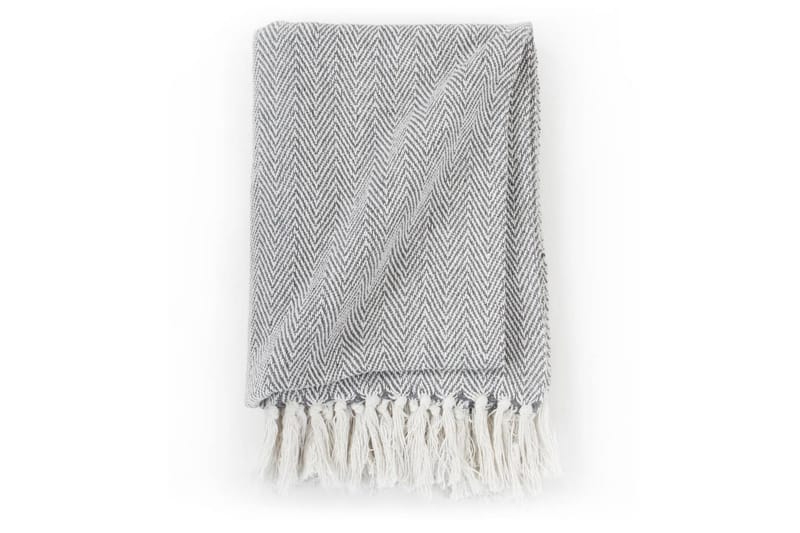 Filt bomull fiskbensmönster 125x150 cm grå - Grå - Textil & mattor - Filtar, kuddar & plädar - Filtar & plädar