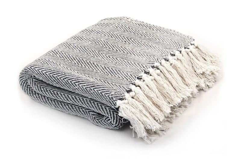 Filt bomull fiskbensmönster 160x210 cm marinblå - Marinblå/Vit - Textil & mattor - Filtar, kuddar & plädar - Filtar & plädar