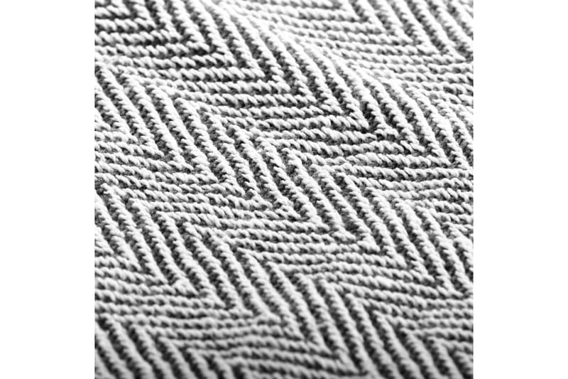 Filt bomull fiskbensmönster 160x210 cm marinblå - Marinblå/Vit - Textil & mattor - Filtar, kuddar & plädar - Filtar & plädar