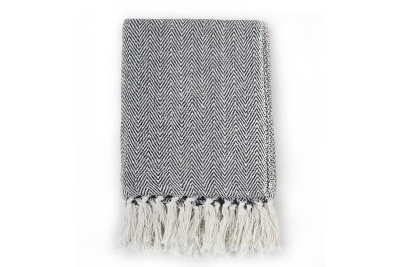 Filt bomull fiskbensmönster 160x210 cm marinblå - Marinblå/Vit - Textil & mattor - Filtar, kuddar & plädar - Filtar & plädar