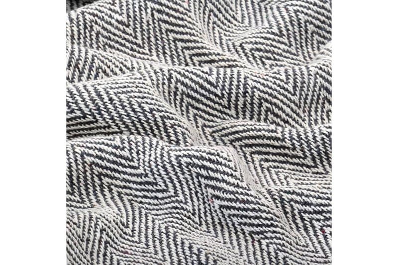 Filt bomull fiskbensmönster 160x210 cm marinblå - Marinblå/Vit - Textil & mattor - Filtar, kuddar & plädar - Filtar & plädar