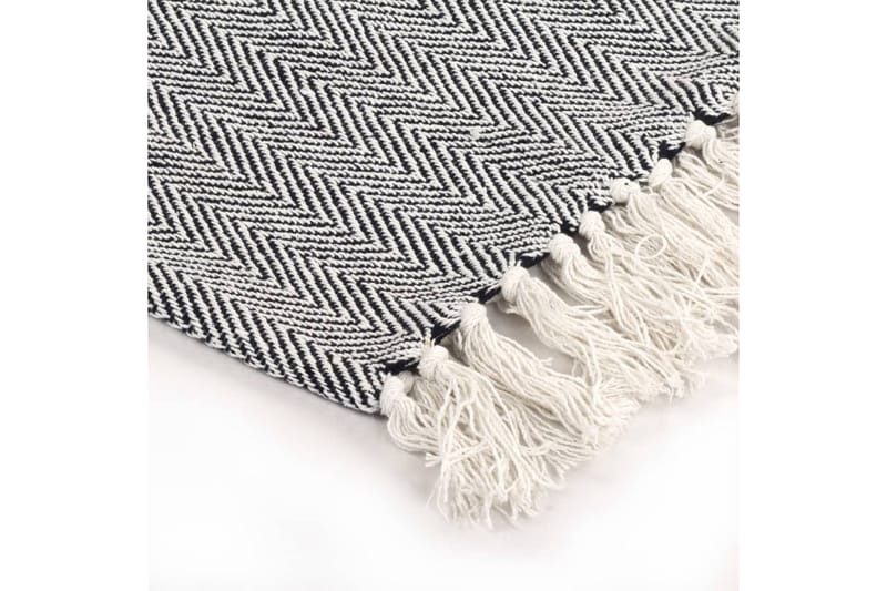 Filt bomull fiskbensmönster 160x210 cm marinblå - Marinblå/Vit - Textil & mattor - Filtar, kuddar & plädar - Filtar & plädar