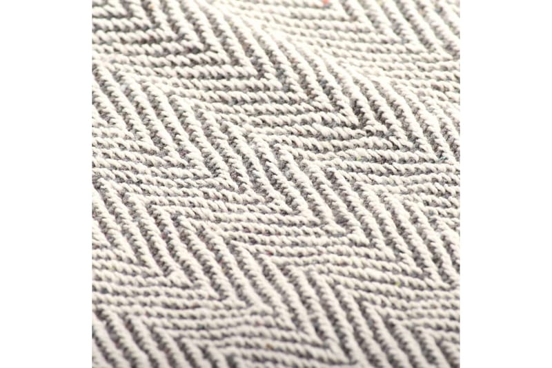 Filt bomull fiskbensmönster 220x250 cm grå - Grå - Textil & mattor - Filtar, kuddar & plädar - Filtar & plädar