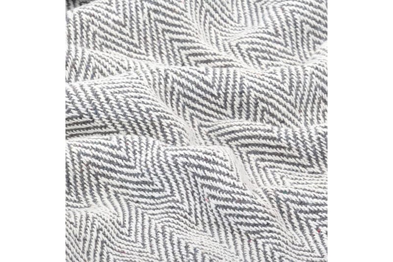 Filt bomull fiskbensmönster 220x250 cm grå - Grå - Textil & mattor - Filtar, kuddar & plädar - Filtar & plädar