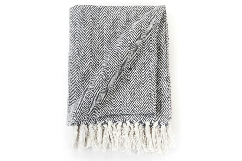 Filt bomull fiskbensmönster 220x250 cm marinblå - Marinblå - Textil & mattor - Filtar, kuddar & plädar - Filtar & plädar