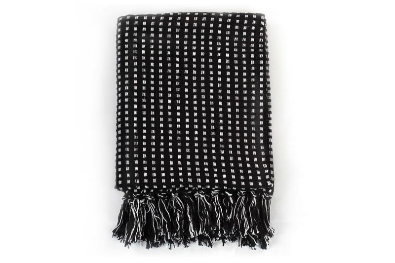 Filt bomull fyrkanter 160x210 cm svart - Svart - Textil & mattor - Filtar, kuddar & plädar - Filtar & plädar
