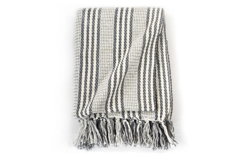 Filt bomull ränder 125x150 cm grå och vit - Grå/Vit - Textil & mattor - Filtar, kuddar & plädar - Filtar & plädar