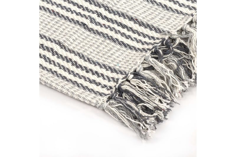 Filt bomull ränder 125x150 cm grå och vit - Grå/Vit - Textil & mattor - Filtar, kuddar & plädar - Filtar & plädar