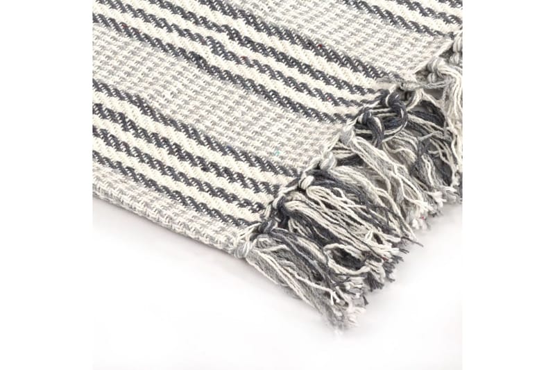 Filt bomull ränder 160x210 cm grå och vit - Grå/Vit - Textil & mattor - Filtar, kuddar & plädar - Filtar & plädar