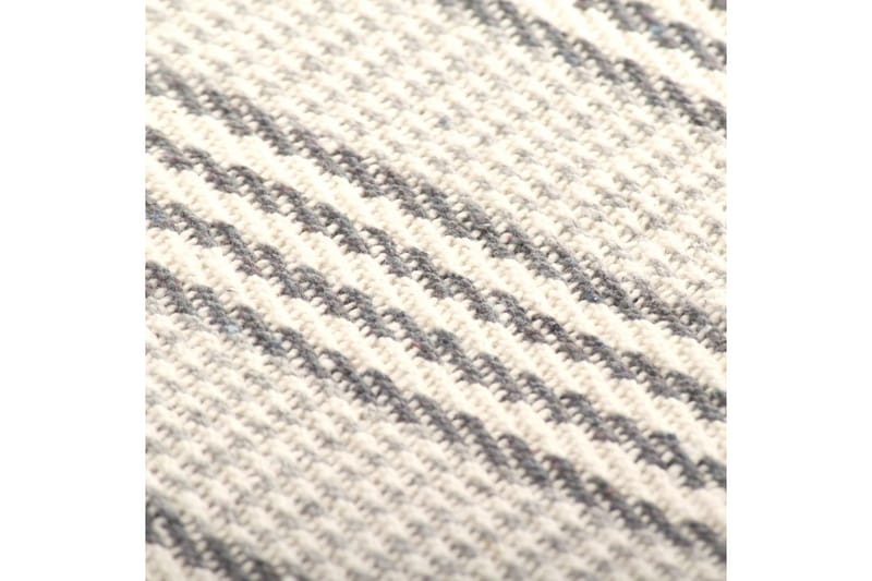 Filt bomull ränder 160x210 cm grå och vit - Grå/Vit - Textil & mattor - Filtar, kuddar & plädar - Filtar & plädar