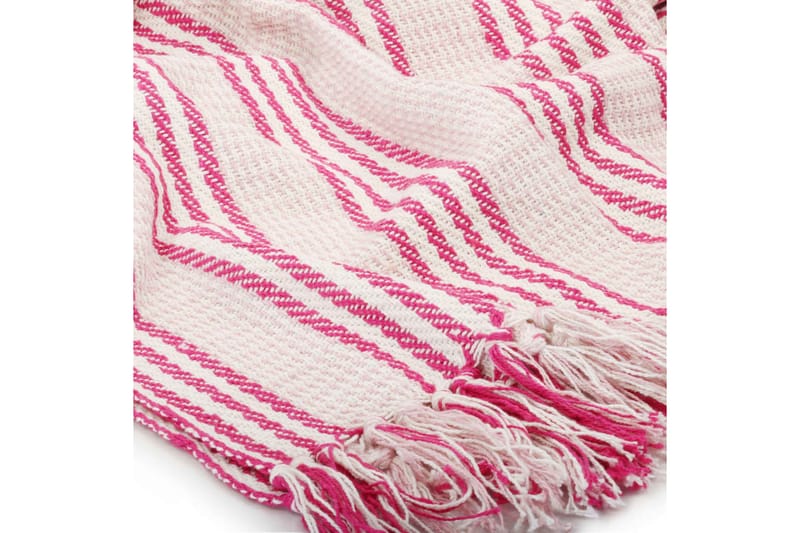 Filt bomull ränder 160x210 cm rosa och vit - Rosa/Vit - Textil & mattor - Filtar, kuddar & plädar - Filtar & plädar