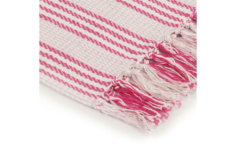 Filt bomull ränder 160x210 cm rosa och vit - Rosa/Vit - Textil & mattor - Filtar, kuddar & plädar - Filtar & plädar