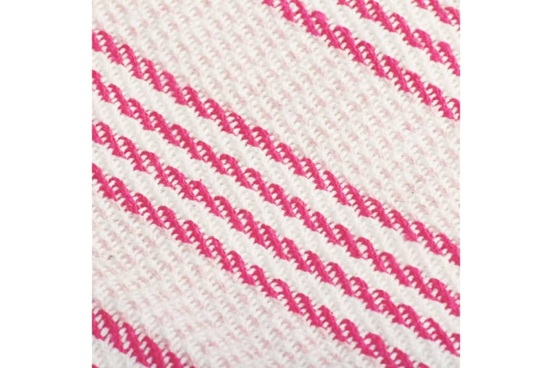 Filt bomull ränder 160x210 cm rosa och vit - Rosa/Vit - Textil & mattor - Filtar, kuddar & plädar - Filtar & plädar