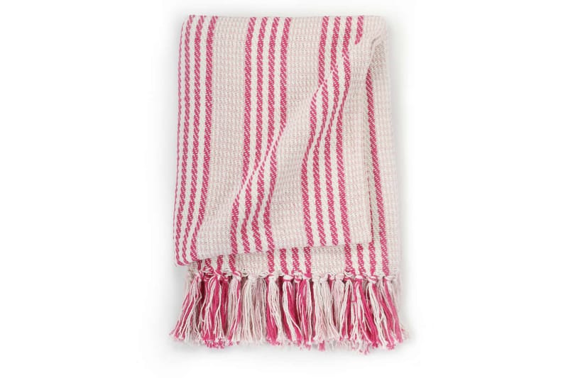 Filt bomull ränder 160x210 cm rosa och vit - Rosa/Vit - Textil & mattor - Filtar, kuddar & plädar - Filtar & plädar