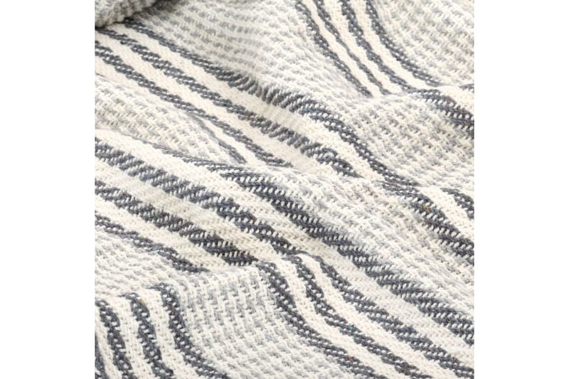 Filt bomull ränder 220x250 cm grå och vit - Grå/Vit - Textil & mattor - Filtar, kuddar & plädar - Filtar & plädar