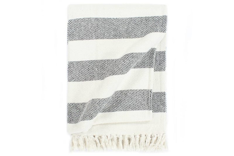 Filt bomull randig 220x250 cm antracit - Antracit/Vit - Textil & mattor - Filtar, kuddar & plädar - Filtar & plädar