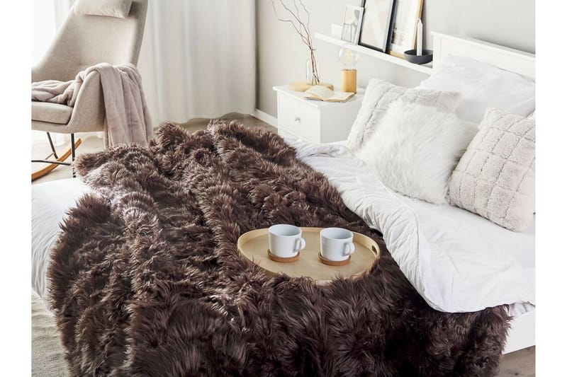 Pläd 200 x 220 cm brun DELICE - Brun - Textil & mattor - Filtar, kuddar & plädar - Filtar & plädar