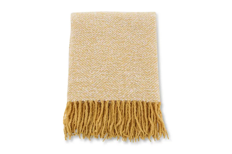 Toby Pläd 130x170 cm, Gul/Vit