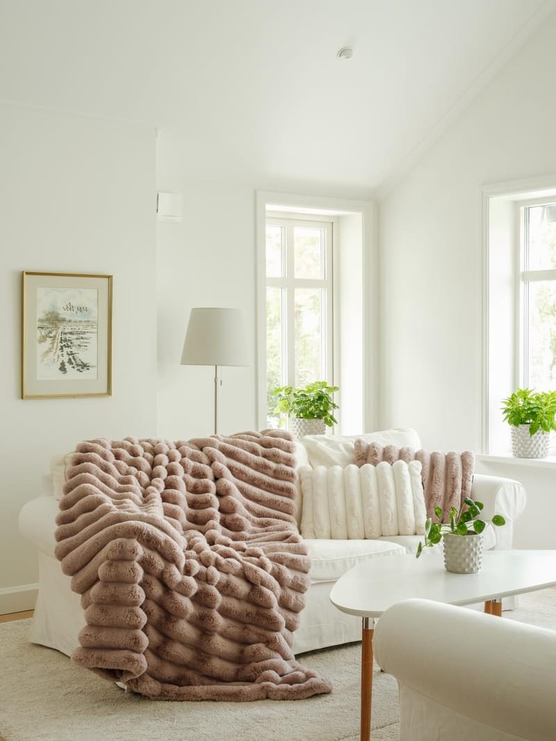 Liny pläd 140 x 220 cm - Pale Pink - Textil & mattor - Filtar, kuddar & plädar - Filtar & plädar