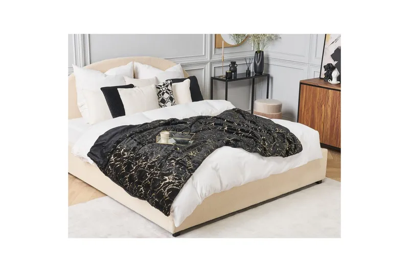 Pläd Godavari Svart/guld, 130x180 cm - Svart/guld, 130x180 cm - Textil & mattor - Filtar, kuddar & plädar - Filtar & plädar