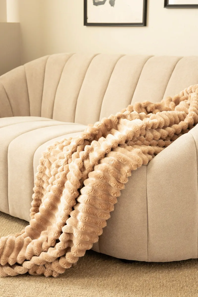 Pläd Stripe 130x170 cm - Karamell - Textil & mattor - Filtar, kuddar & plädar - Filtar & plädar