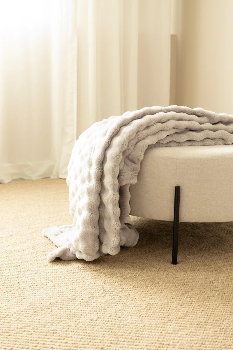 Pläd Pom Pom 150x220 cm, Silver