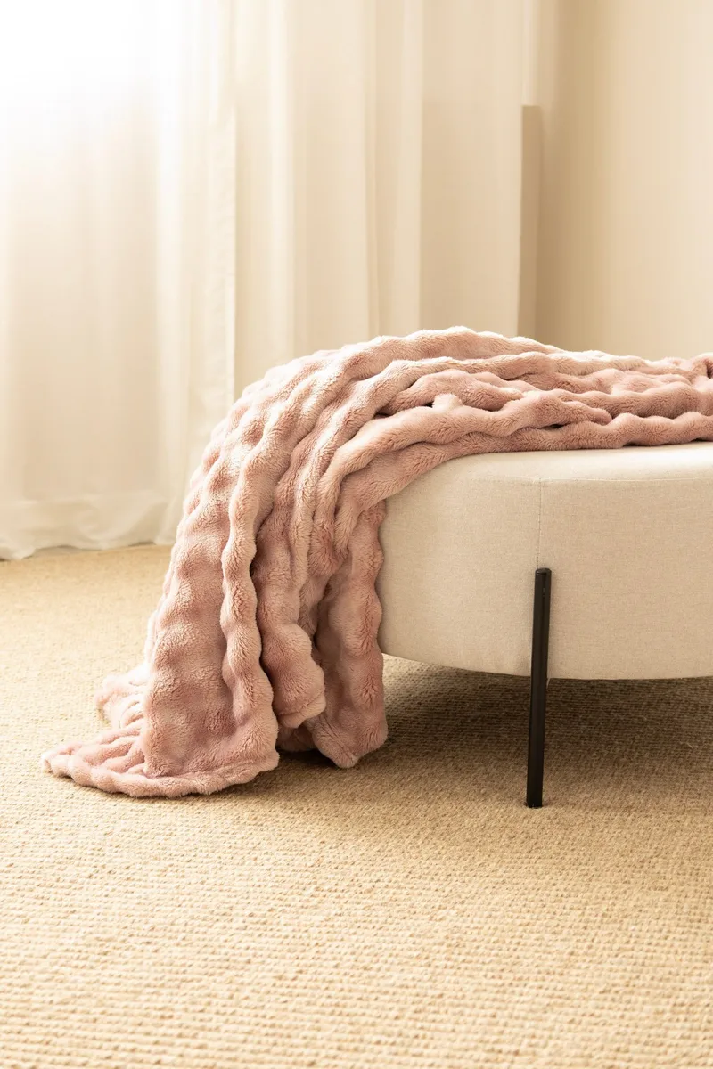 Pläd Pom Pom 150x220 cm, Dusty Pink