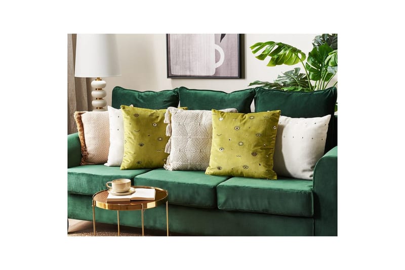 Prydnadskuddar Aeonium set om 2 Grön/Svart - Grön/Svart - Textil & mattor - Filtar, kuddar & plädar - Prydnadskudde & kuddfodral