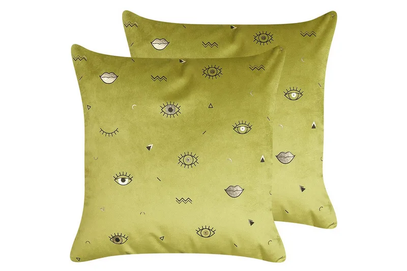 Prydnadskuddar Aeonium set om 2 Grön/Svart, Grön/Svart