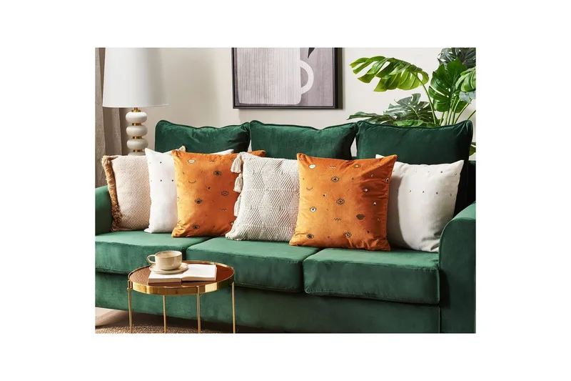 Prydnadskuddar Aeonium set om 2 Orange/svart - Orange/svart - Textil & mattor - Filtar, kuddar & plädar - Prydnadskudde & kuddfodral