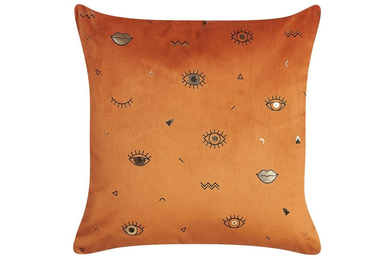 Prydnadskuddar Aeonium set om 2 Orange/svart - Orange/svart - Textil & mattor - Filtar, kuddar & plädar - Prydnadskudde & kuddfodral