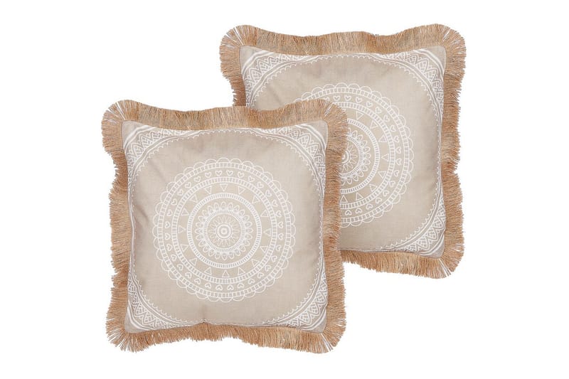 Prydnadskuddar Agrimony set om 2 Beige/vit - Beige/vit - Textil & mattor - Filtar, kuddar & plädar - Prydnadskudde & kuddfodral