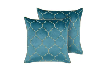 Prydnadskuddar Alyssum set om 2 Blå/guld, Sammet