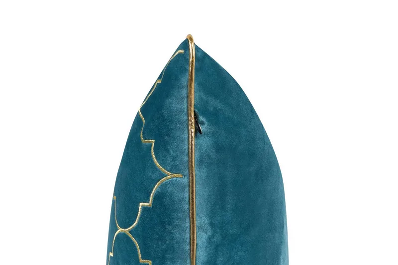 Prydnadskuddar Alyssum set om 2 Blå/guld, Sammet - Blå/guld, Sammet - Textil & mattor - Filtar, kuddar & plädar - Utekudde