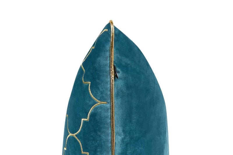 Prydnadskuddar Alyssum set om 2 Blå/guld, Sammet - Blå/guld, Sammet - Textil & mattor - Filtar, kuddar & plädar - Utekudde