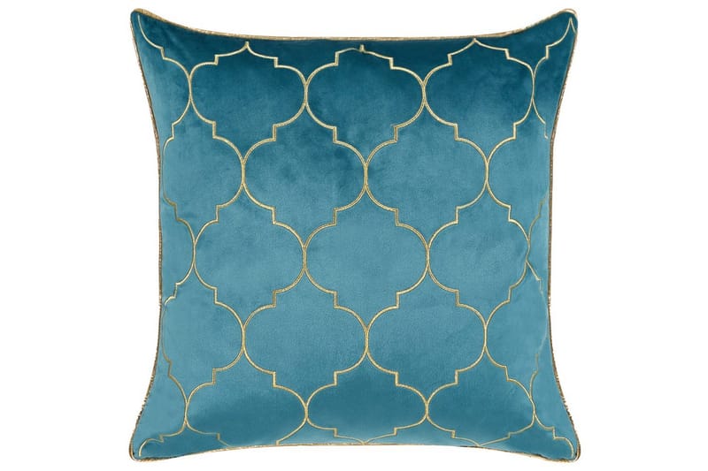 Prydnadskuddar Alyssum set om 2 Blå/guld, Sammet - Blå/guld, Sammet - Textil & mattor - Filtar, kuddar & plädar - Utekudde