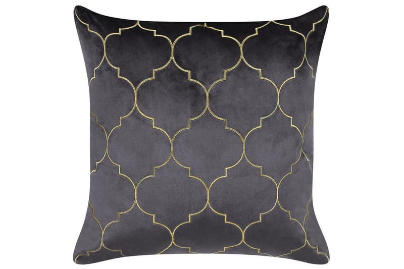 Prydnadskuddar Alyssum set om 2 Grå/guld, Sammet - Grå/guld, Sammet - Textil & mattor - Filtar, kuddar & plädar - Utekudde