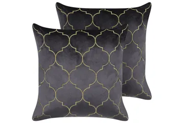 Prydnadskuddar Alyssum set om 2 Grå/guld, Sammet