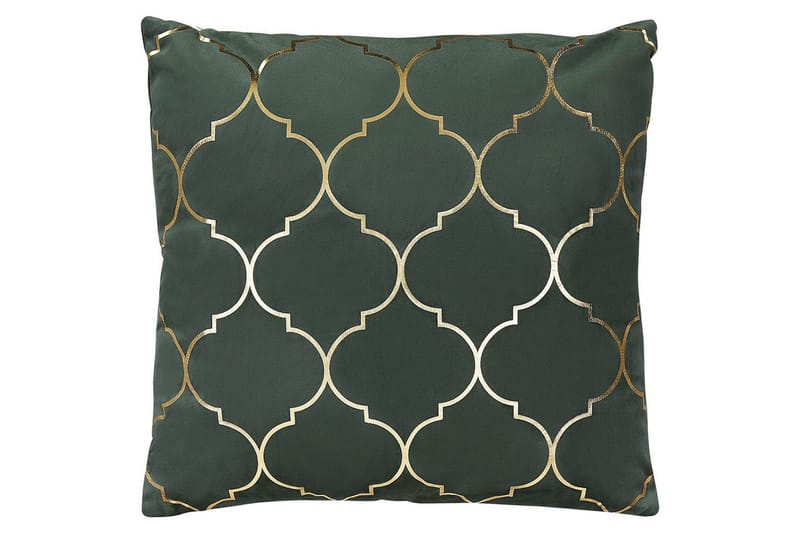 Prydnadskuddar Alyssum set om 2 Grön/guld, Sammet - Grön/guld, Sammet - Textil & mattor - Filtar, kuddar & plädar - Utekudde