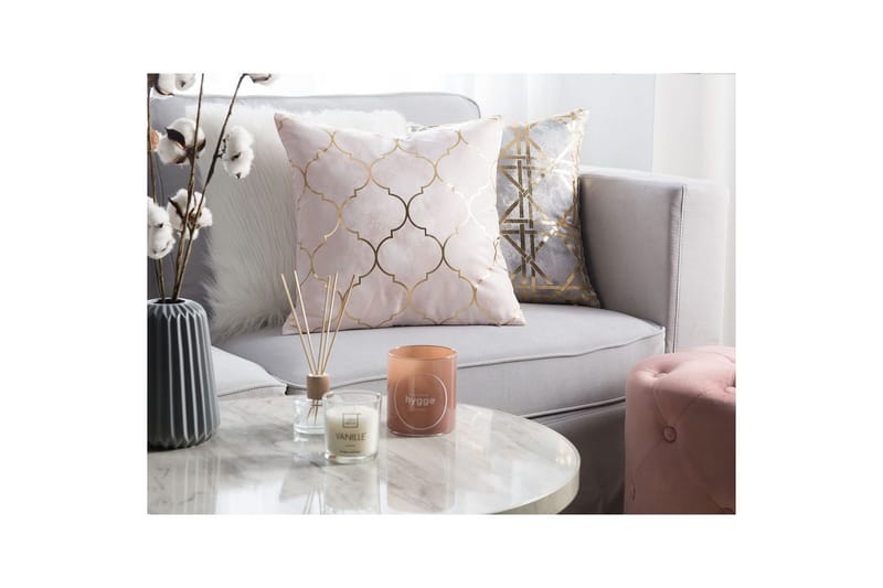 Prydnadskuddar Alyssum set om 2 Rosa/guld, Polyester - Rosa/guld, Polyester - Textil & mattor - Filtar, kuddar & plädar - Utekudde