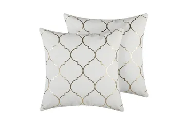 Prydnadskuddar Alyssum set om 2 Vitt/guld, Bomull
